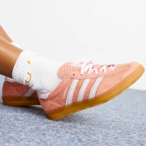 adidas Originals Gazelle Indoor gum sole sneakers in clay and pink